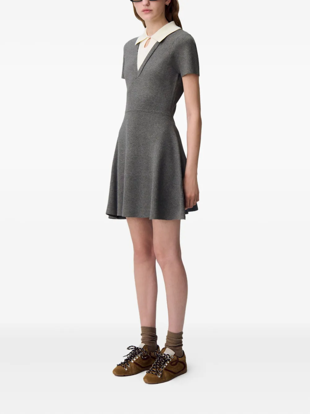 Claudie Pierlot Gebreide jurk met polokraag Grijs