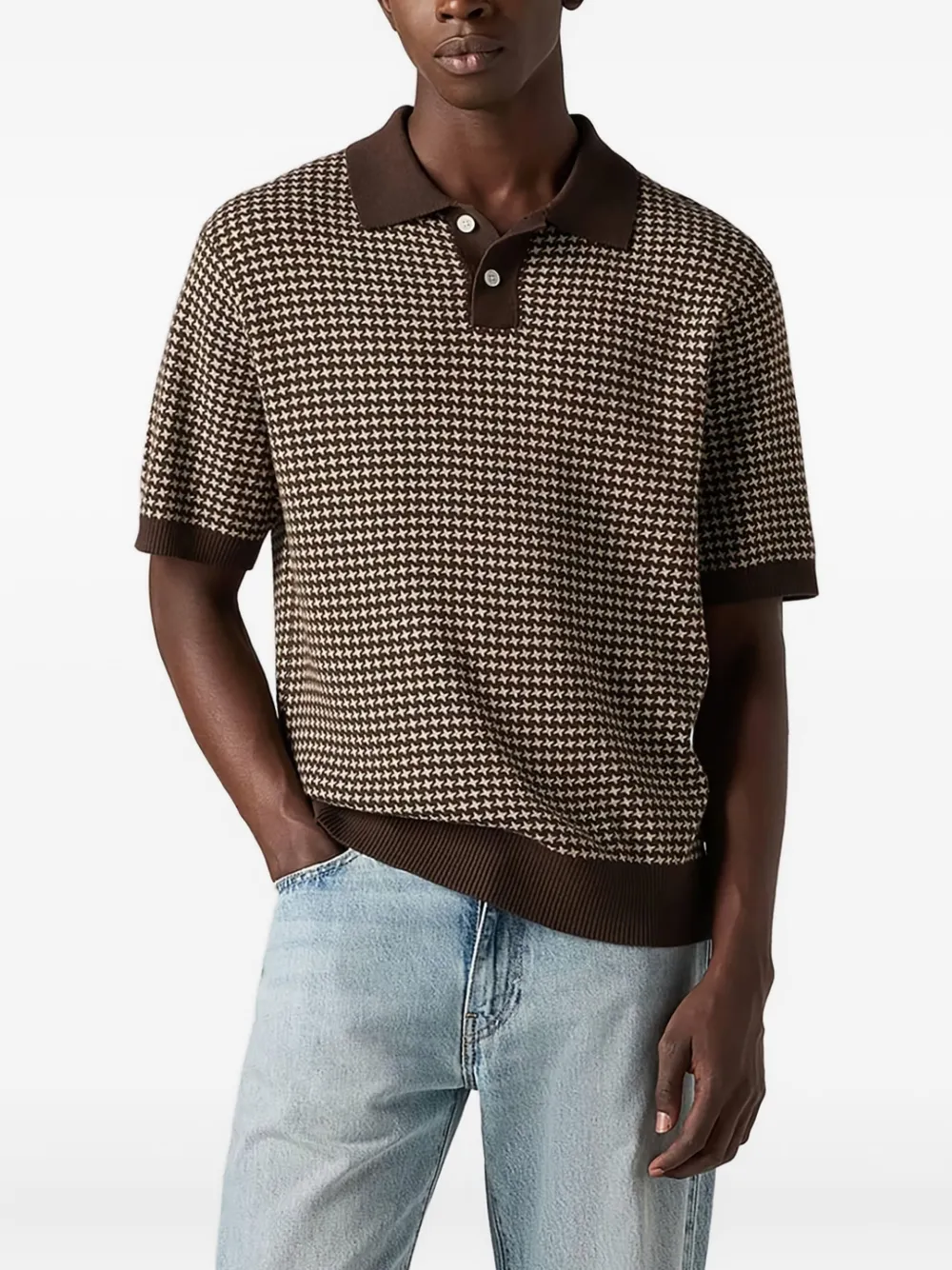 Levi's houndstooth-pattern polo shirt Bruin