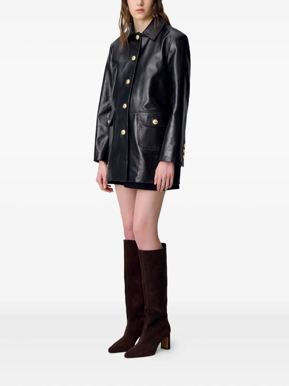 Claudie Pierlot Leren jack Zwart