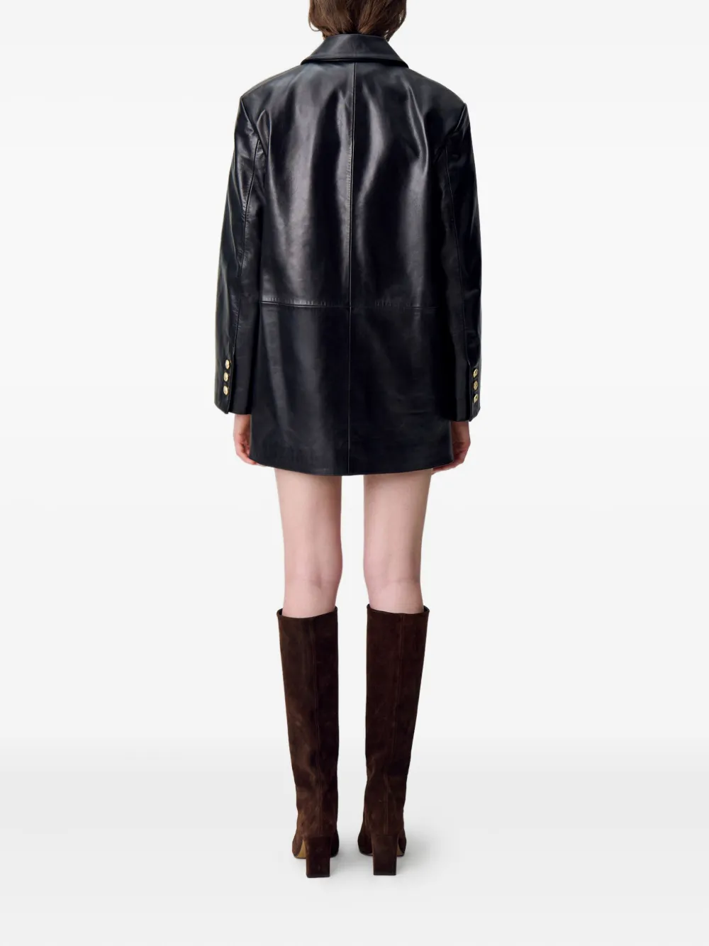 Claudie Pierlot Leren jack Zwart