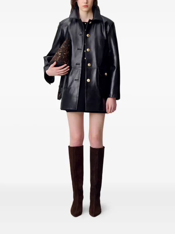 Claudie Pierlot Veste En Cuir à Manches Longues Noir FARFETCH TN