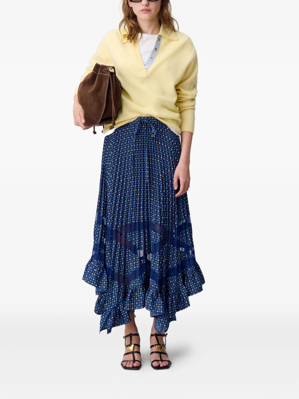Claudie Pierlot pleated-design maxi skirt - Blauw