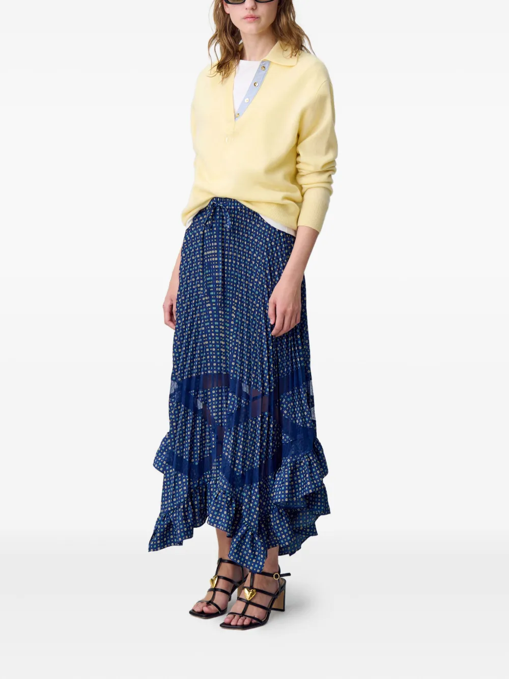 Claudie Pierlot Maxi-rok met plooien Blauw