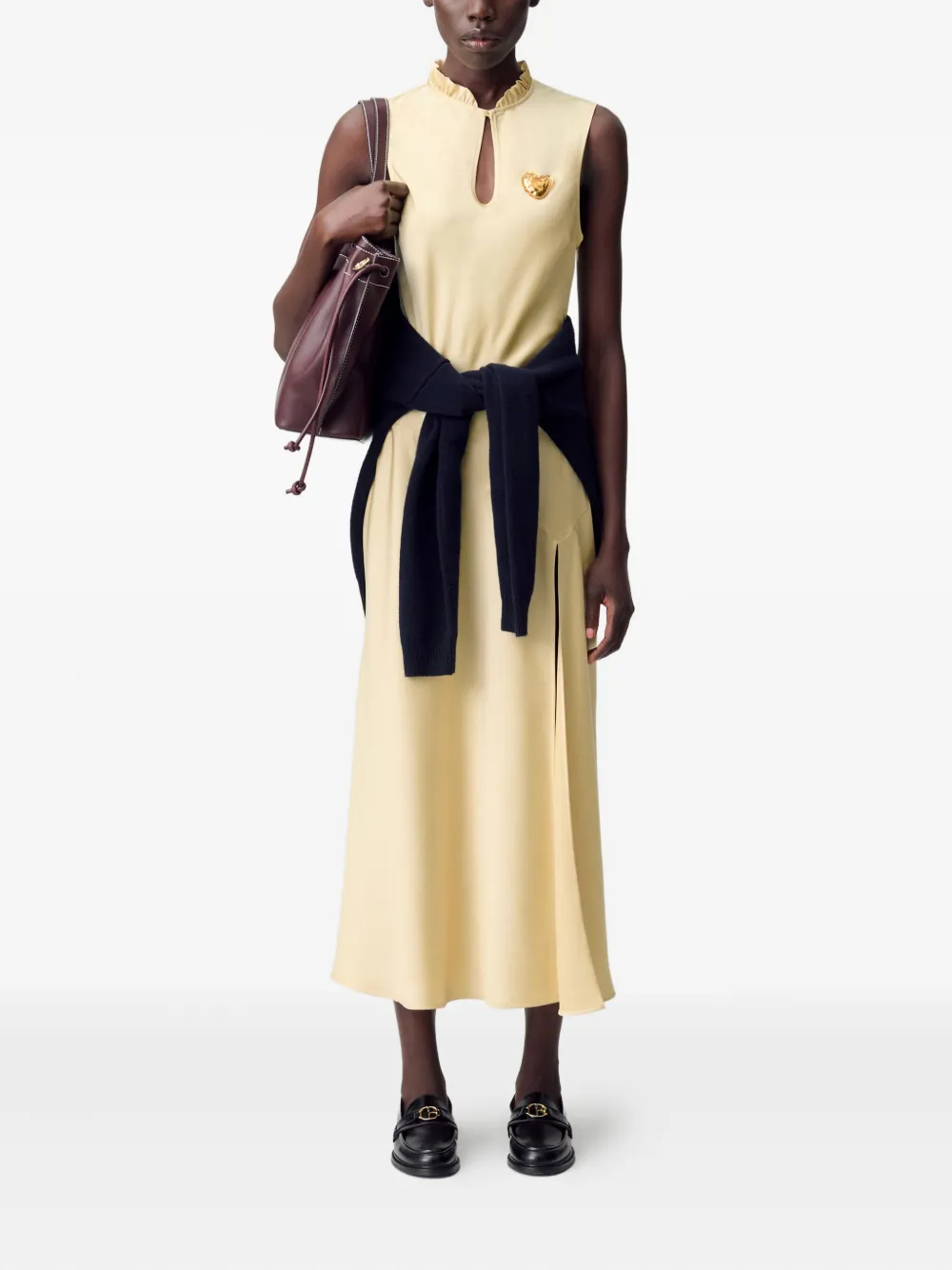 Claudie Pierlot ruffled-neck sleeveless maxi dress - Geel