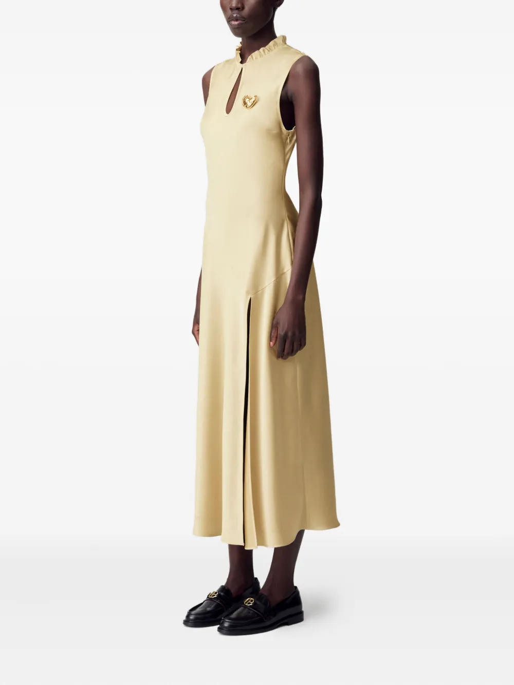 Claudie Pierlot Mouwloze maxi-jurk met ruches Geel