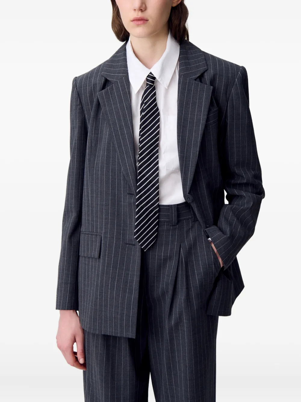 Claudie Pierlot Gestreepte stropdas - Zwart