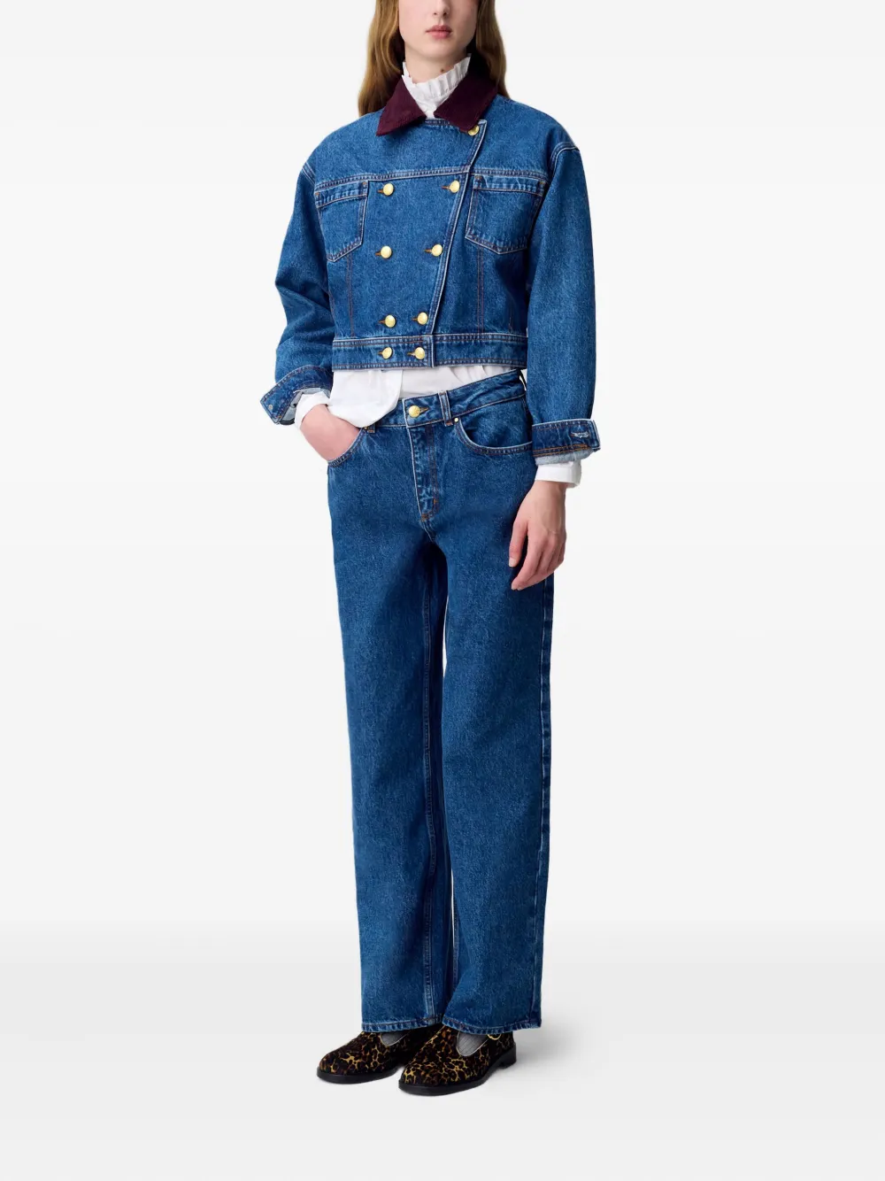 Claudie Pierlot Jack met dubbele rij knopen Blauw