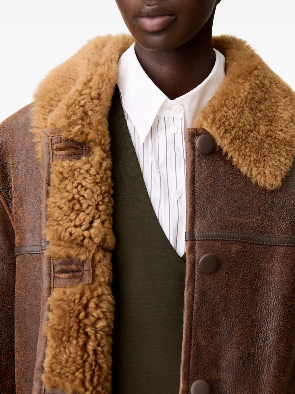 Claudie Pierlot shearling patch-pocket jacket Bruin