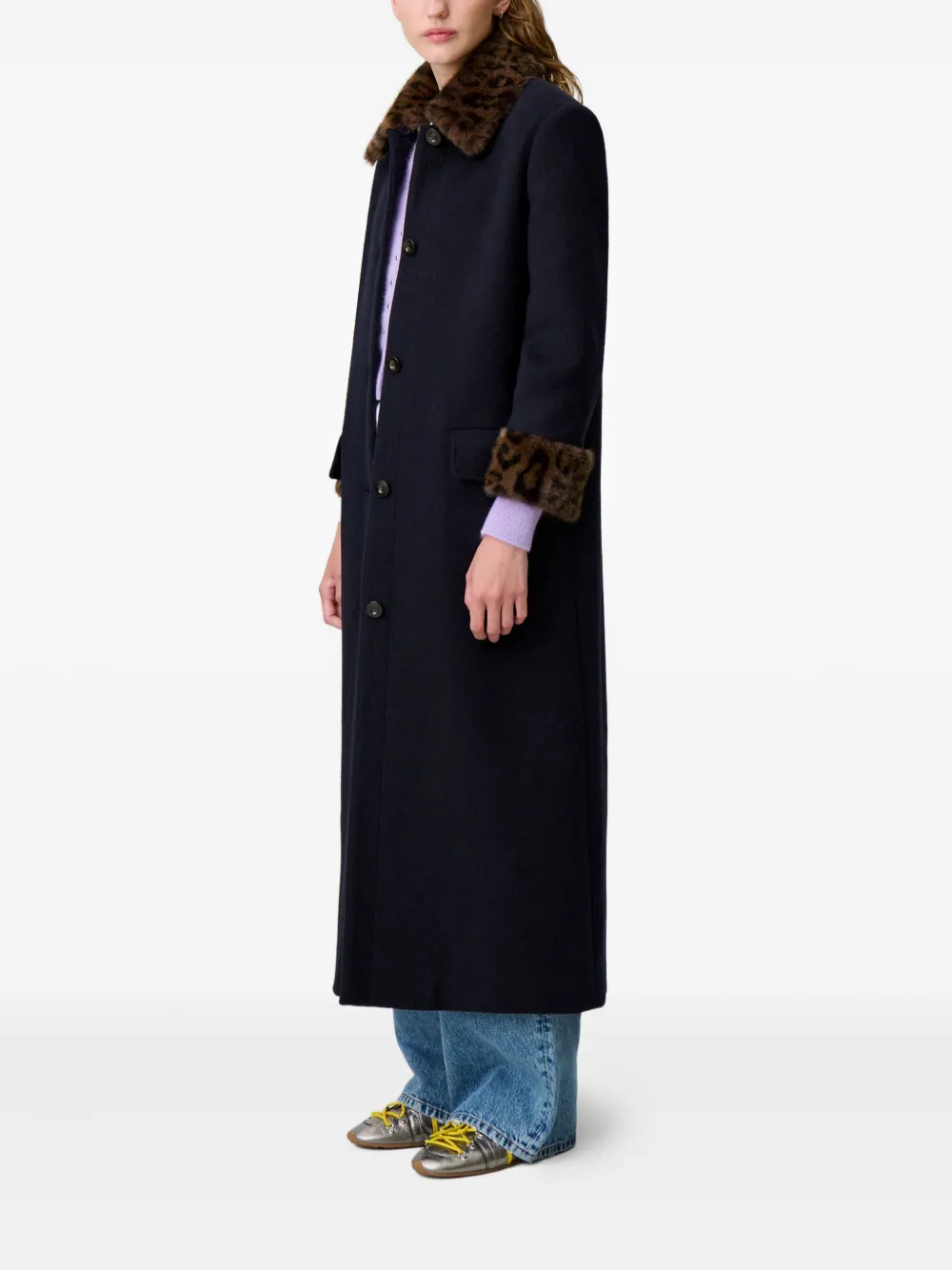 Claudie Pierlot Jas met luipaardprint en kraag Blauw