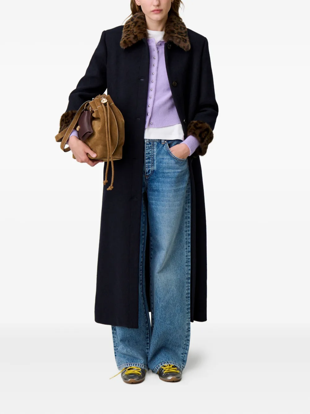 Claudie Pierlot leopard-print collar coat | Single Breasted Coats | Image 2