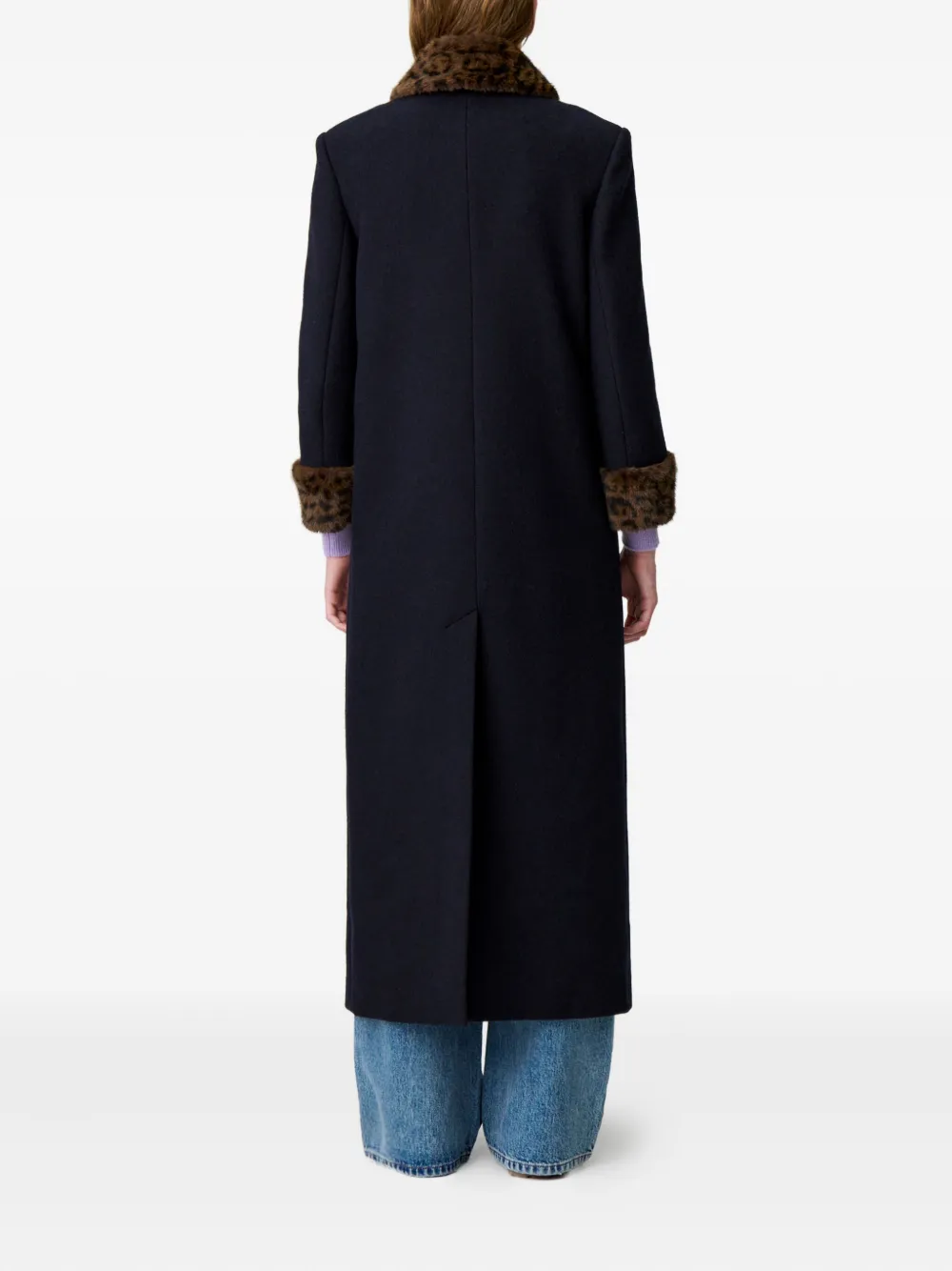 Claudie Pierlot Jas met luipaardprint en kraag Blauw