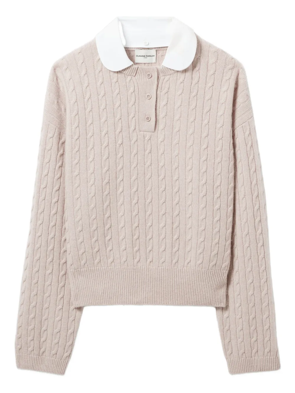 Claudie Pierlot cable-knit collared polo top - Toni neutri