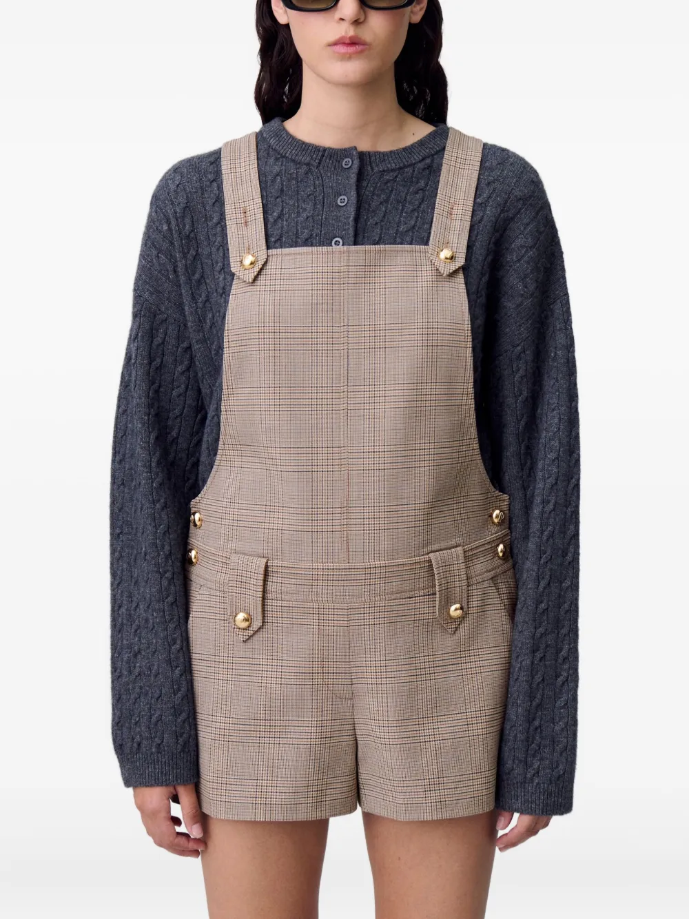 Claudie Pierlot Geruite playsuit Beige