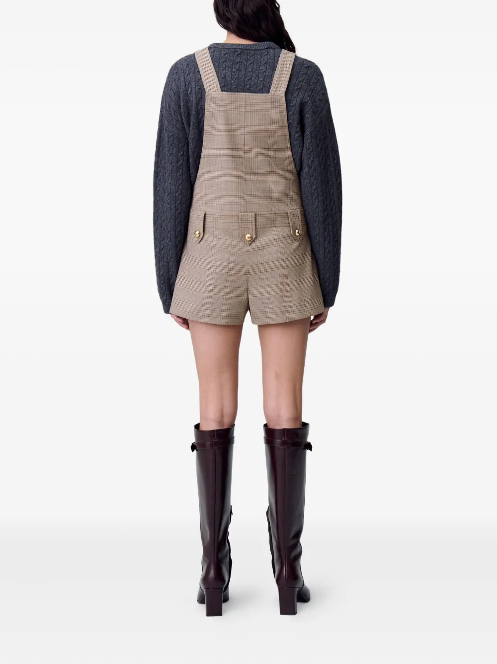 Claudie Pierlot Geruite playsuit Beige