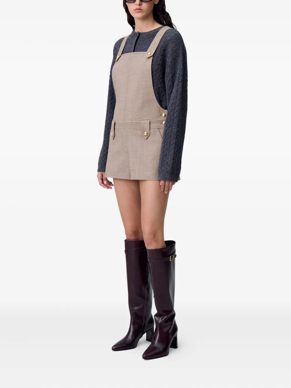 Claudie Pierlot Geruite playsuit Beige