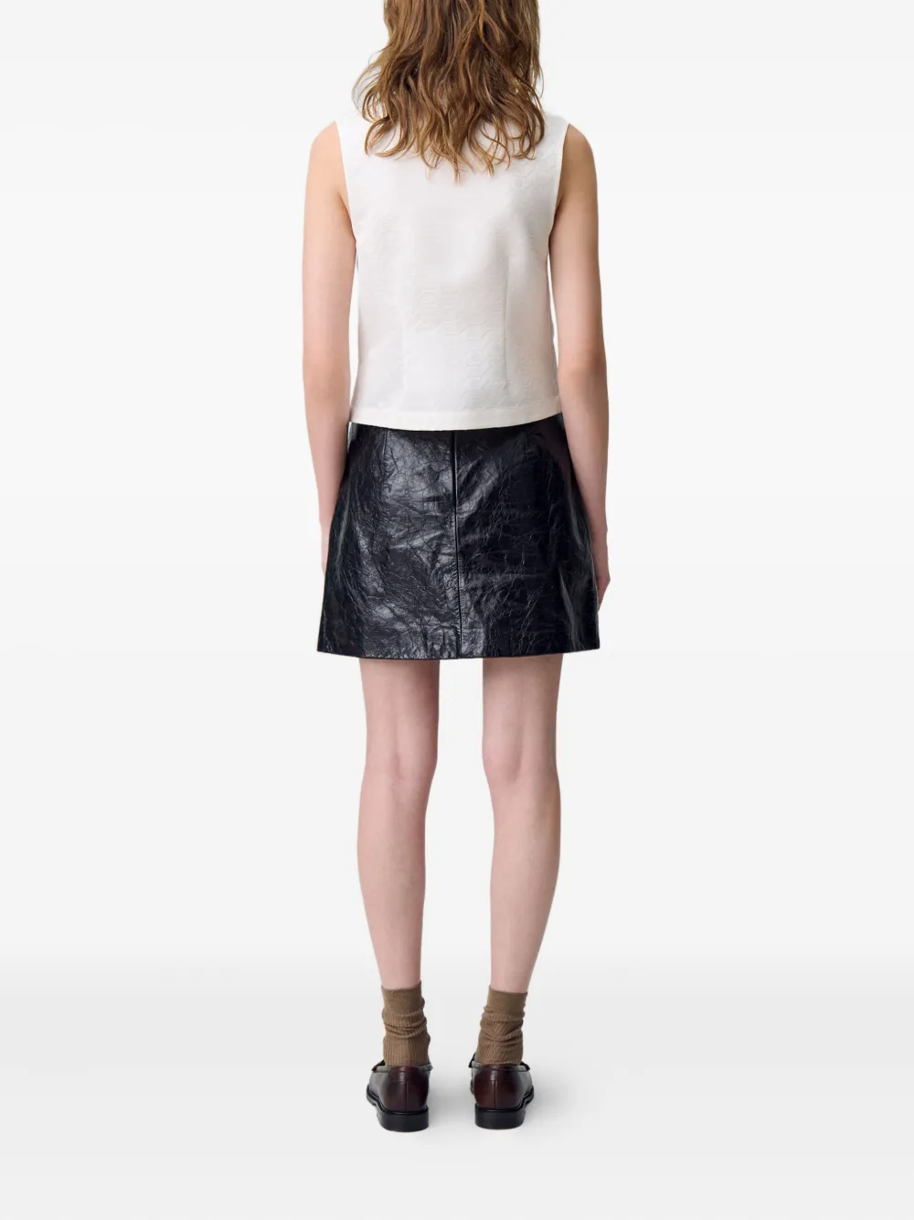 Claudie Pierlot Mouwloze top met strikhals Ecru