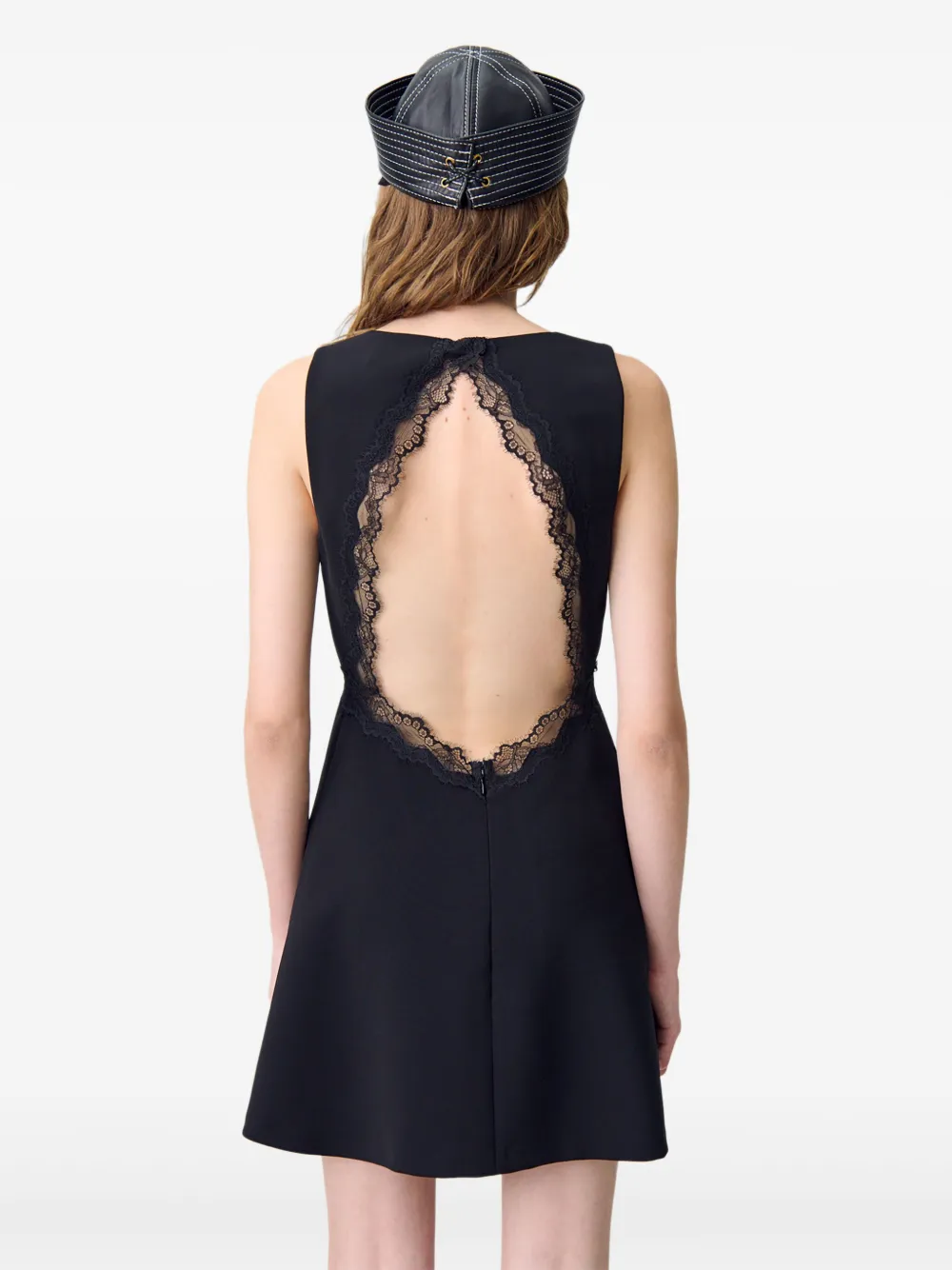 Claudie Pierlot Mouwloze jurk met kanten vlakken Zwart