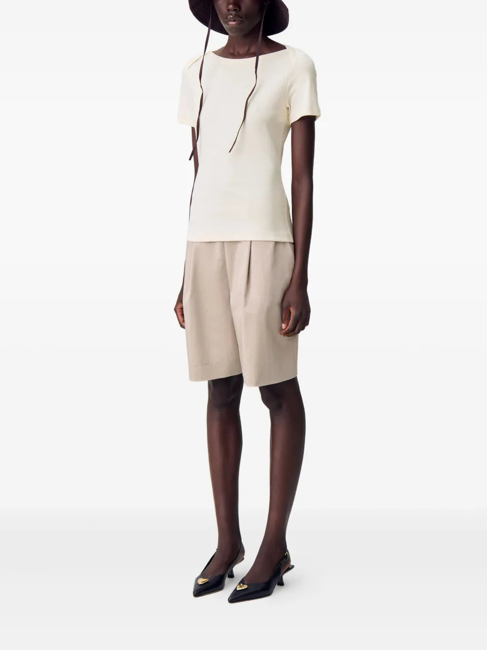 Claudie Pierlot T-shirt met geborduurd logo Beige