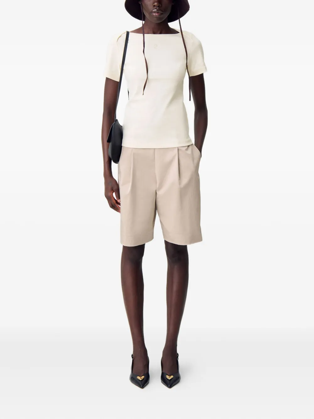 Claudie Pierlot T-shirt met geborduurd logo Beige