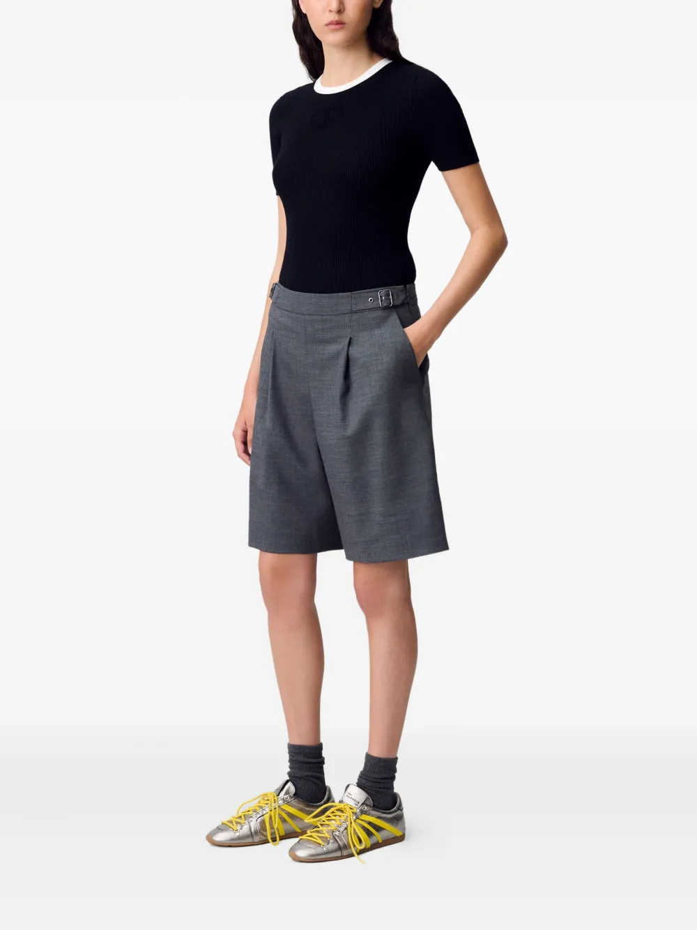 Claudie Pierlot Geribbelde tanktop met logodetail Zwart