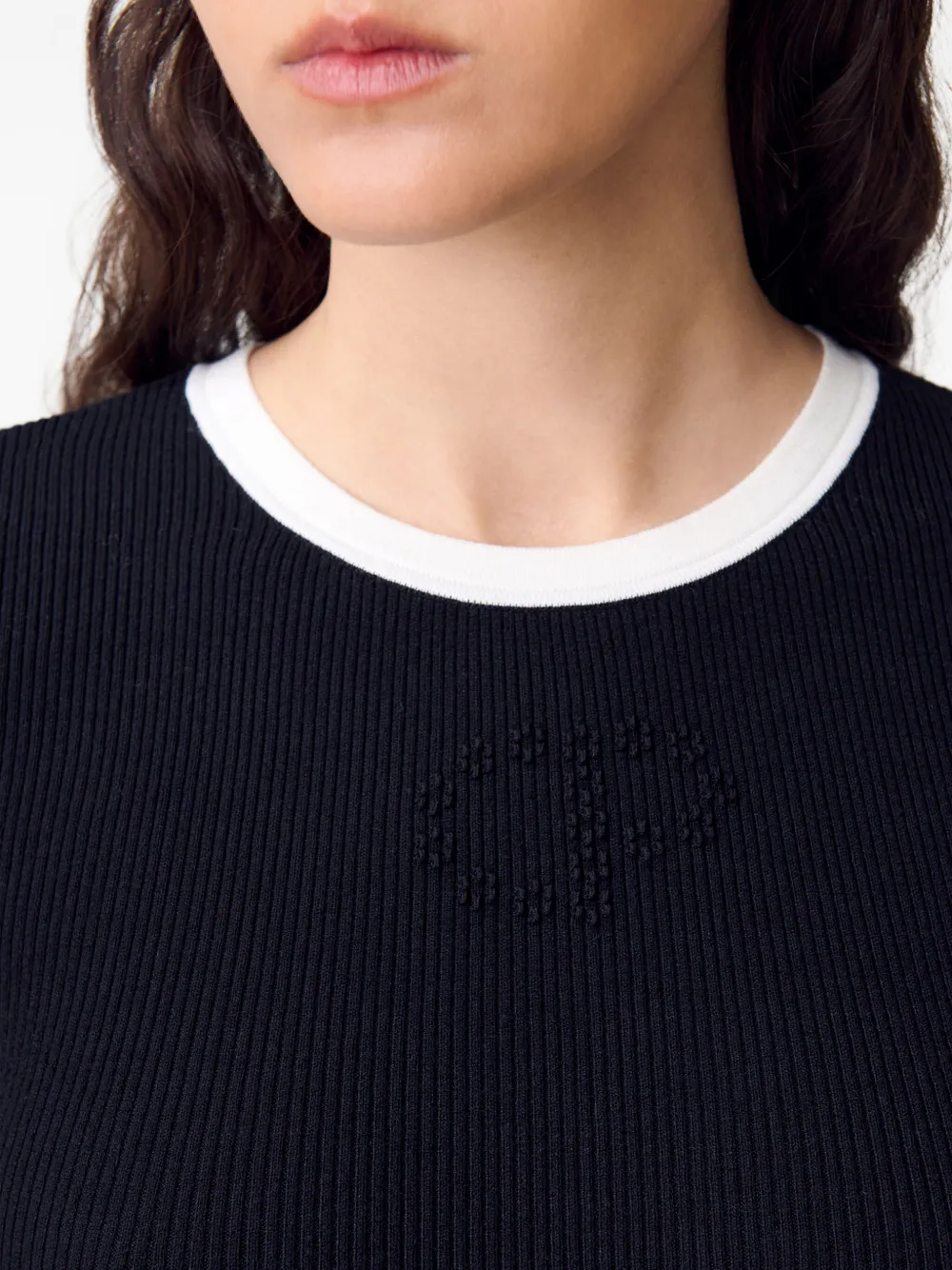 Claudie Pierlot Geribbelde tanktop met logodetail Zwart