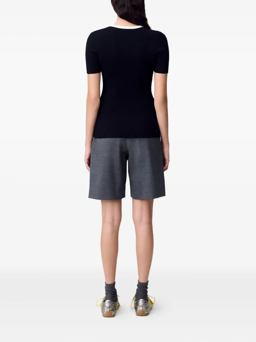 Claudie Pierlot Geribbelde tanktop met logodetail Zwart
