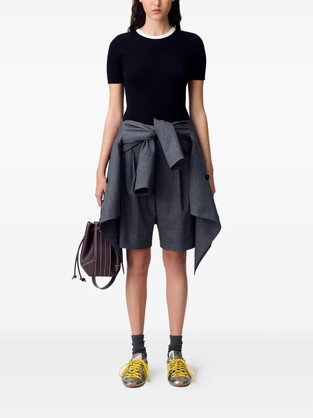 Claudie Pierlot Geribbelde tanktop met logodetail Zwart