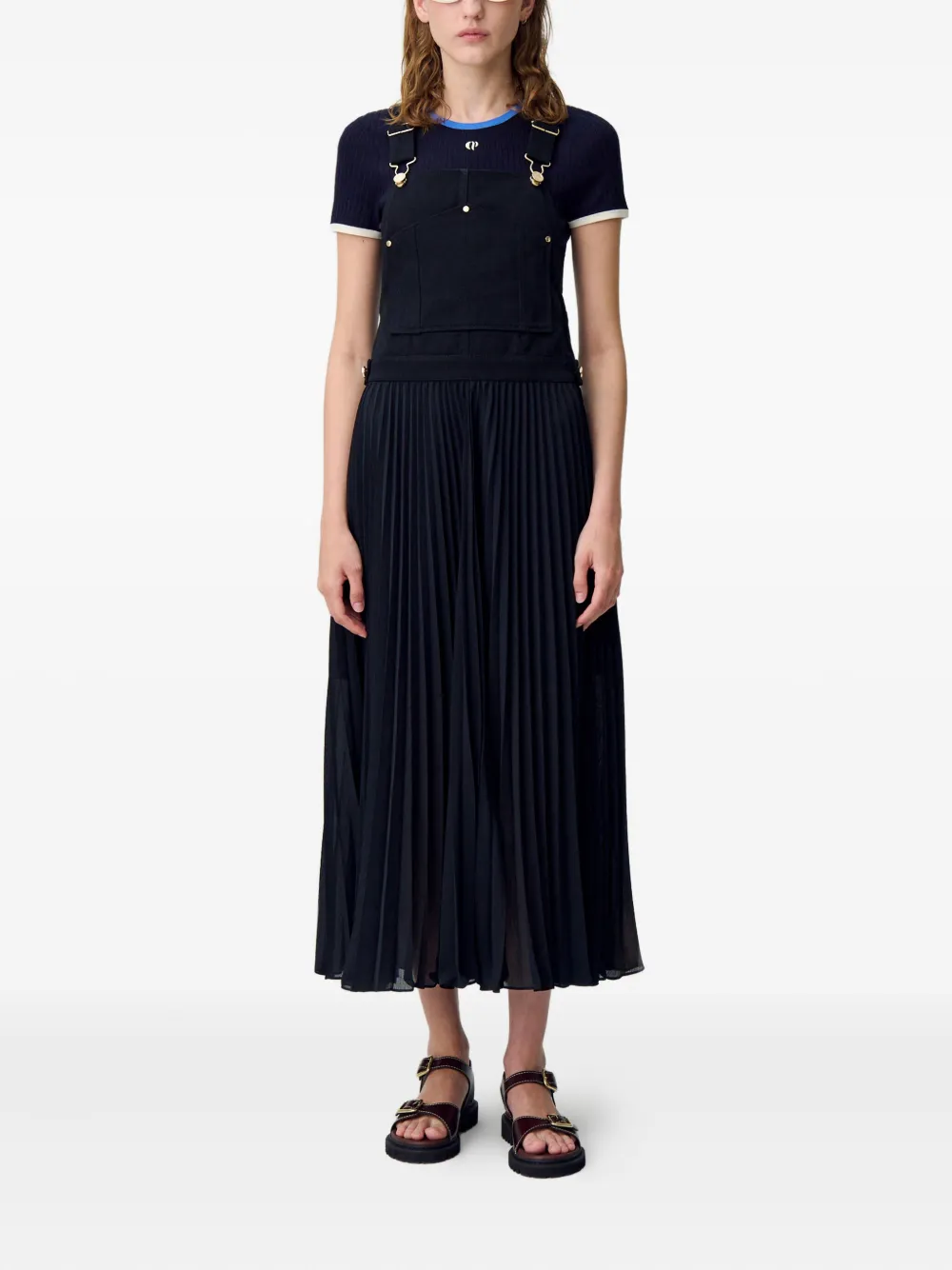 Claudie Pierlot Geplooide midi-jurk - Zwart