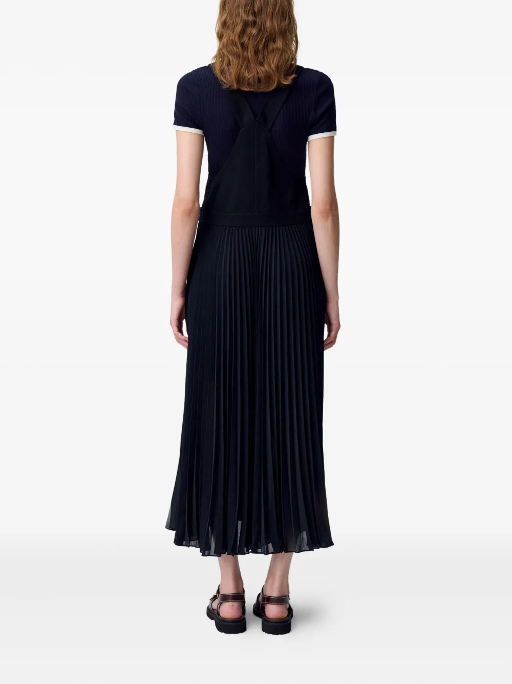 Claudie Pierlot Geplooide midi-jurk Zwart