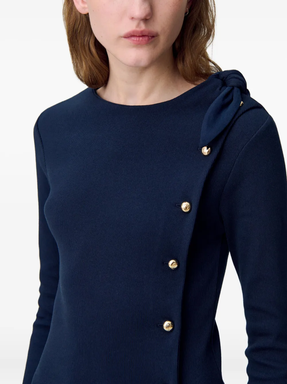 Claudie Pierlot Jurk met gestrikte hals en knoopdetail Blauw