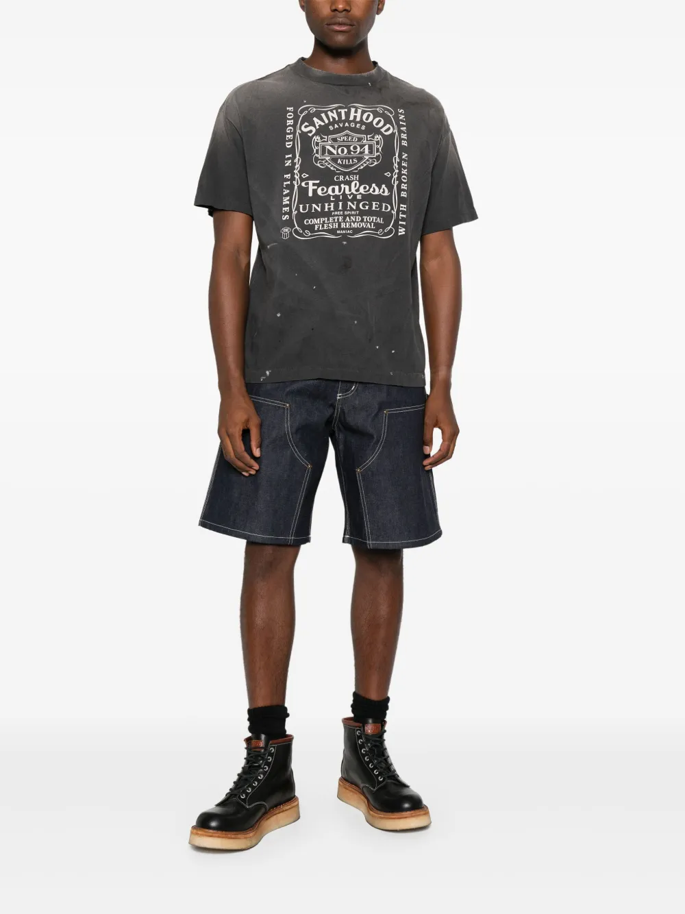 SAINT MXXXXXX x Neighborhood cotton T-shirt - Zwart
