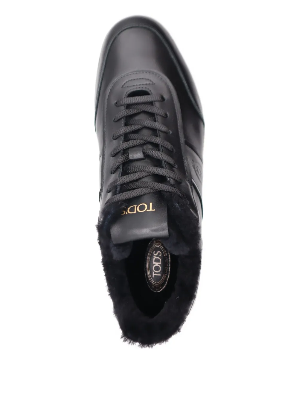 Tod's Lace-up Shearling Sneakers In Black