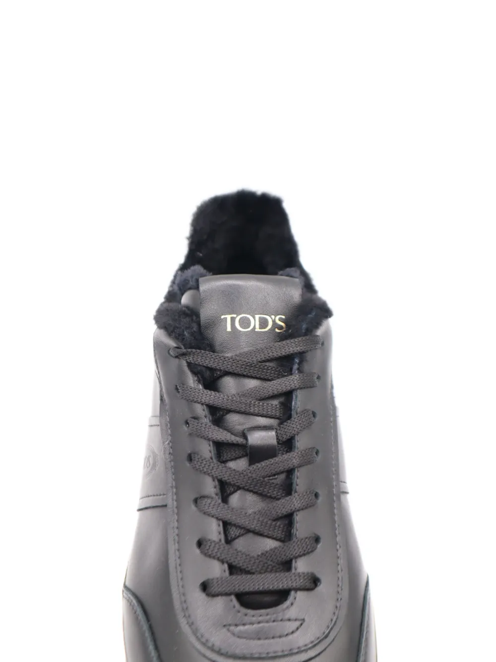 Tod's Lace-up Shearling Sneakers In Black