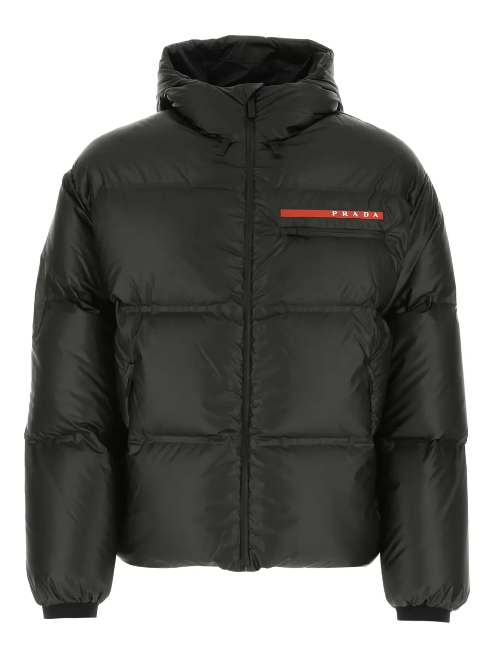 Prada padded hooded jacket Zwart
