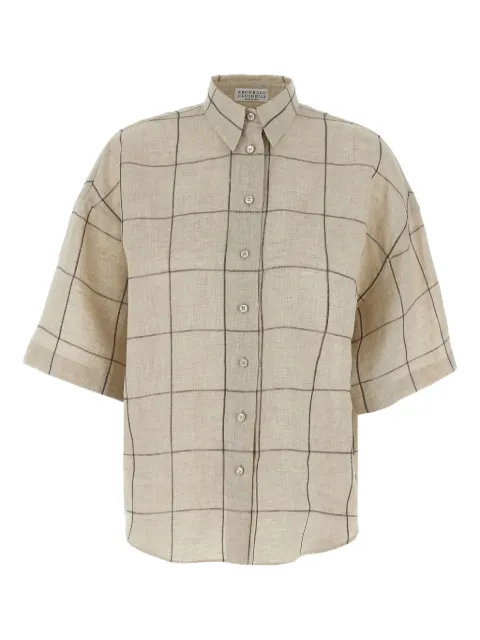 Brunello Cucinelli checked short-sleeved shirt