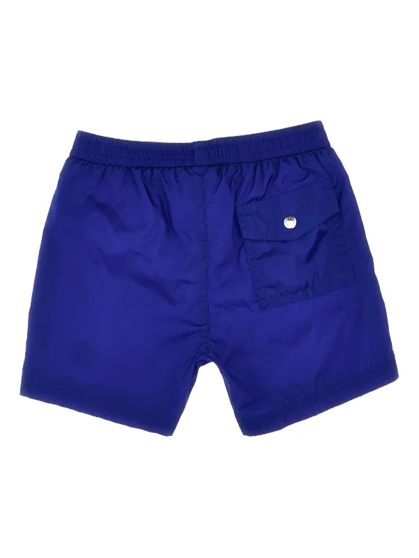 Moncler Enfant Bermuda De Praia Com Listras | Azul | FARFETCH BR
