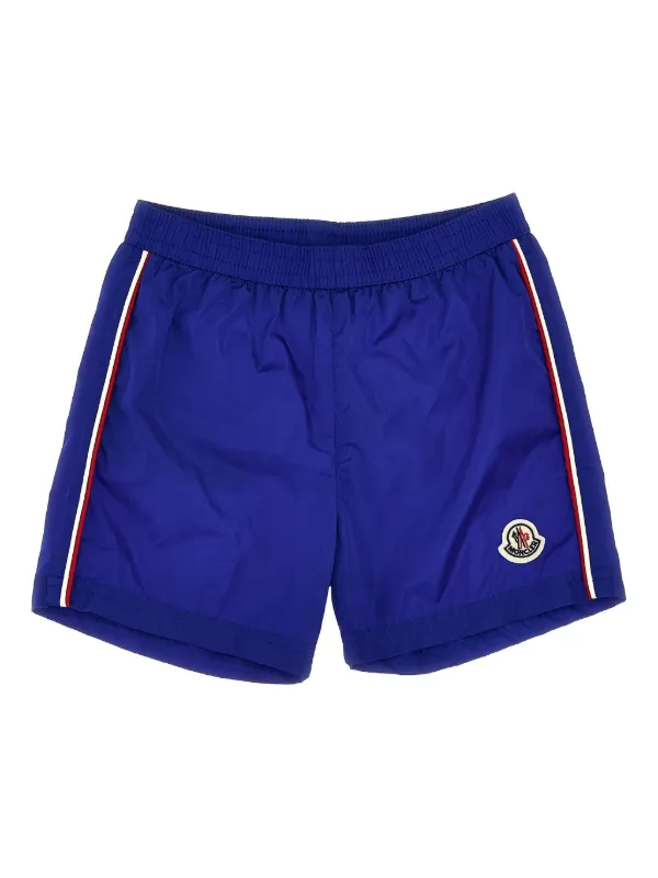 Moncler Enfant Bermuda De Praia Com Listras | Azul | FARFETCH BR