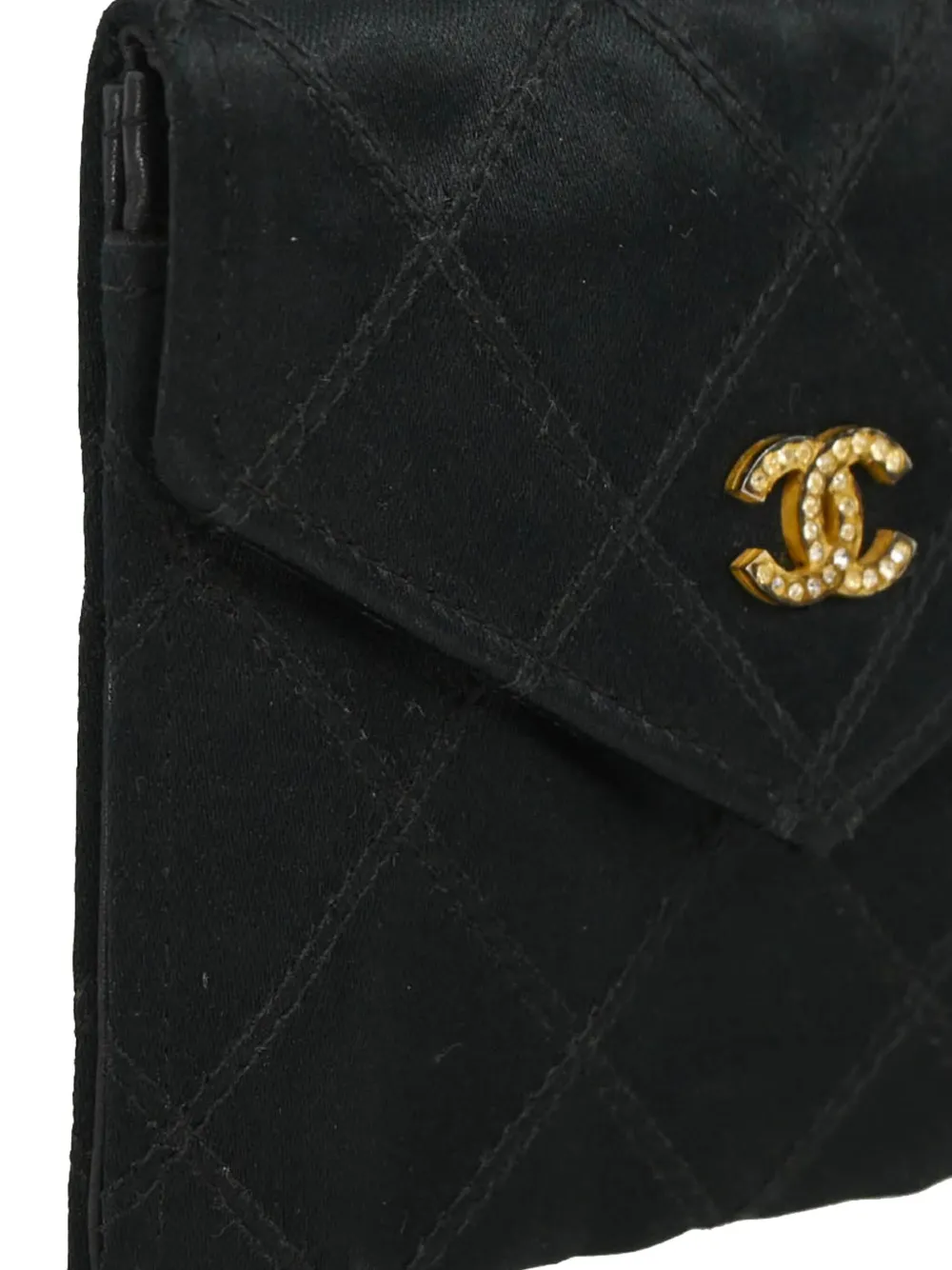 Pre-owned Chanel 1990 Cc Logo Wallet In Black