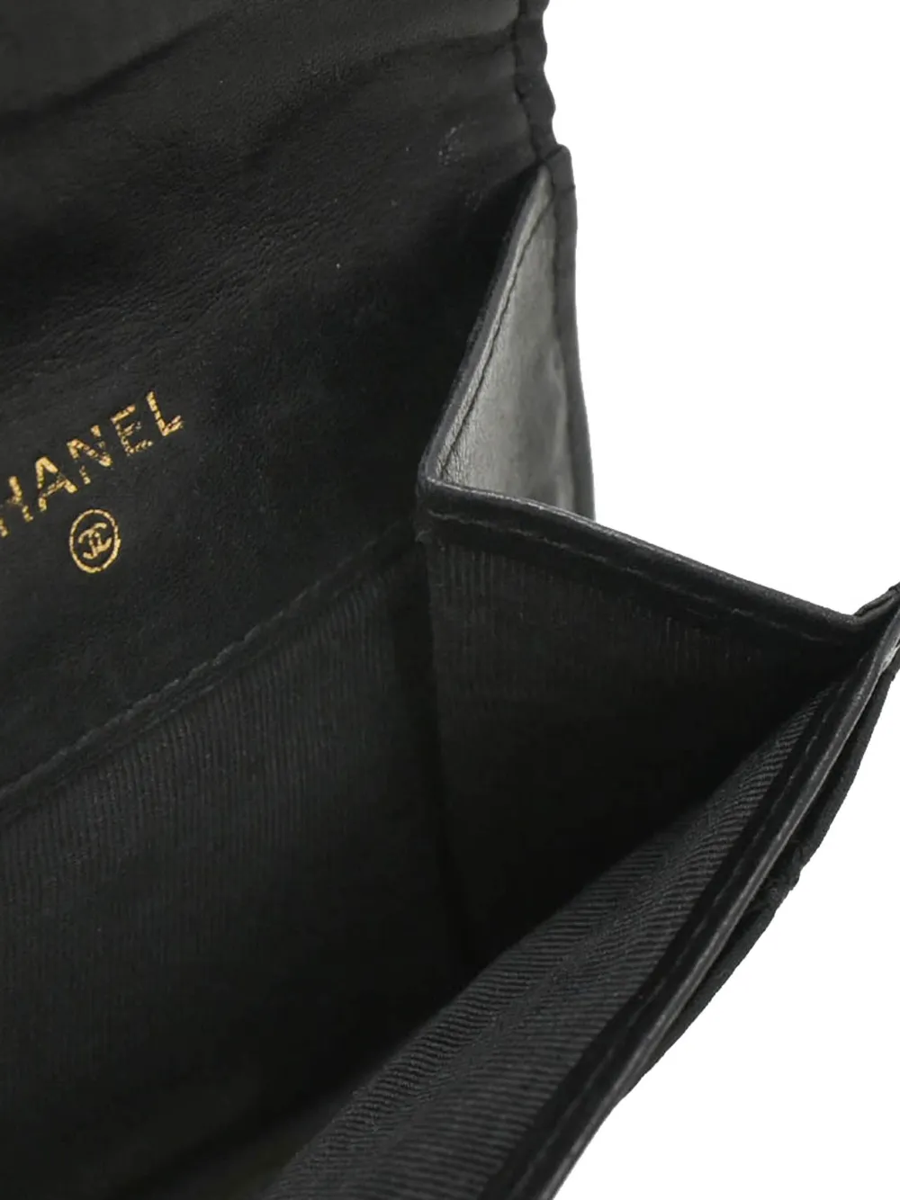 Pre-owned Chanel 1990 Cc Logo Wallet In Black