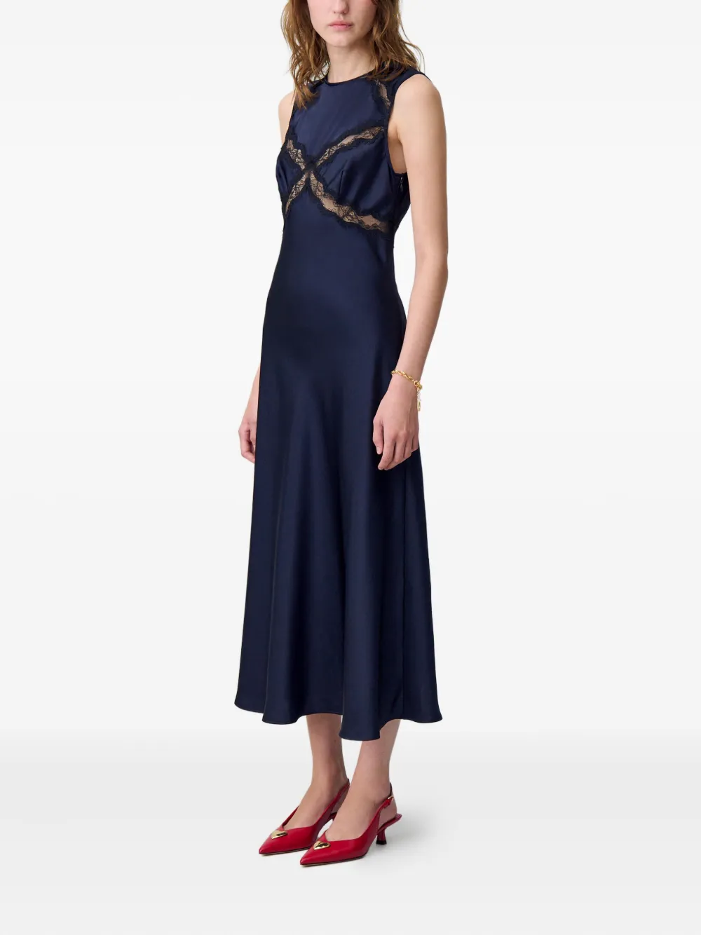 Claudie Pierlot Jurk met kanten vlak Blauw