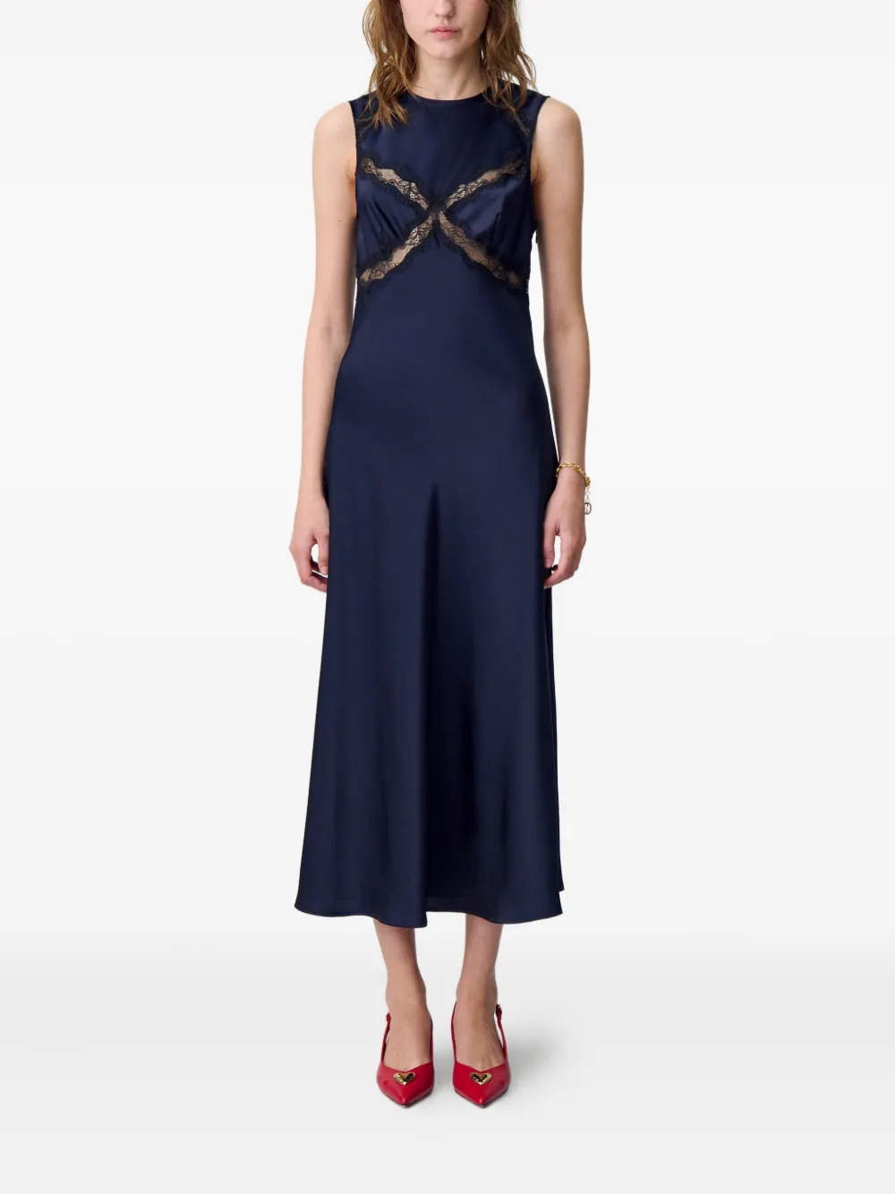Claudie Pierlot Jurk met kanten vlak - Blauw