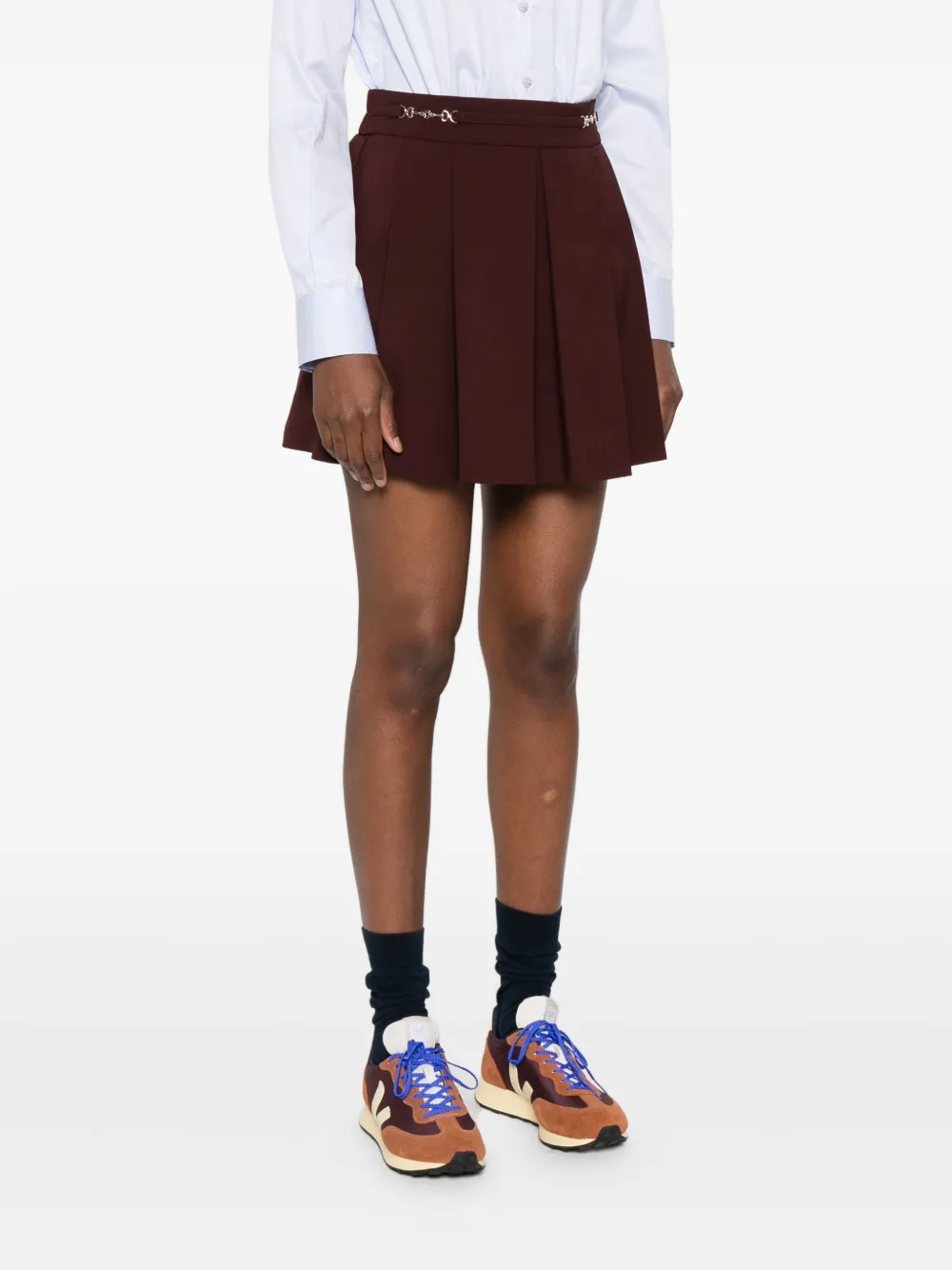 Maje Mini-plooirok met metalen detail Rood