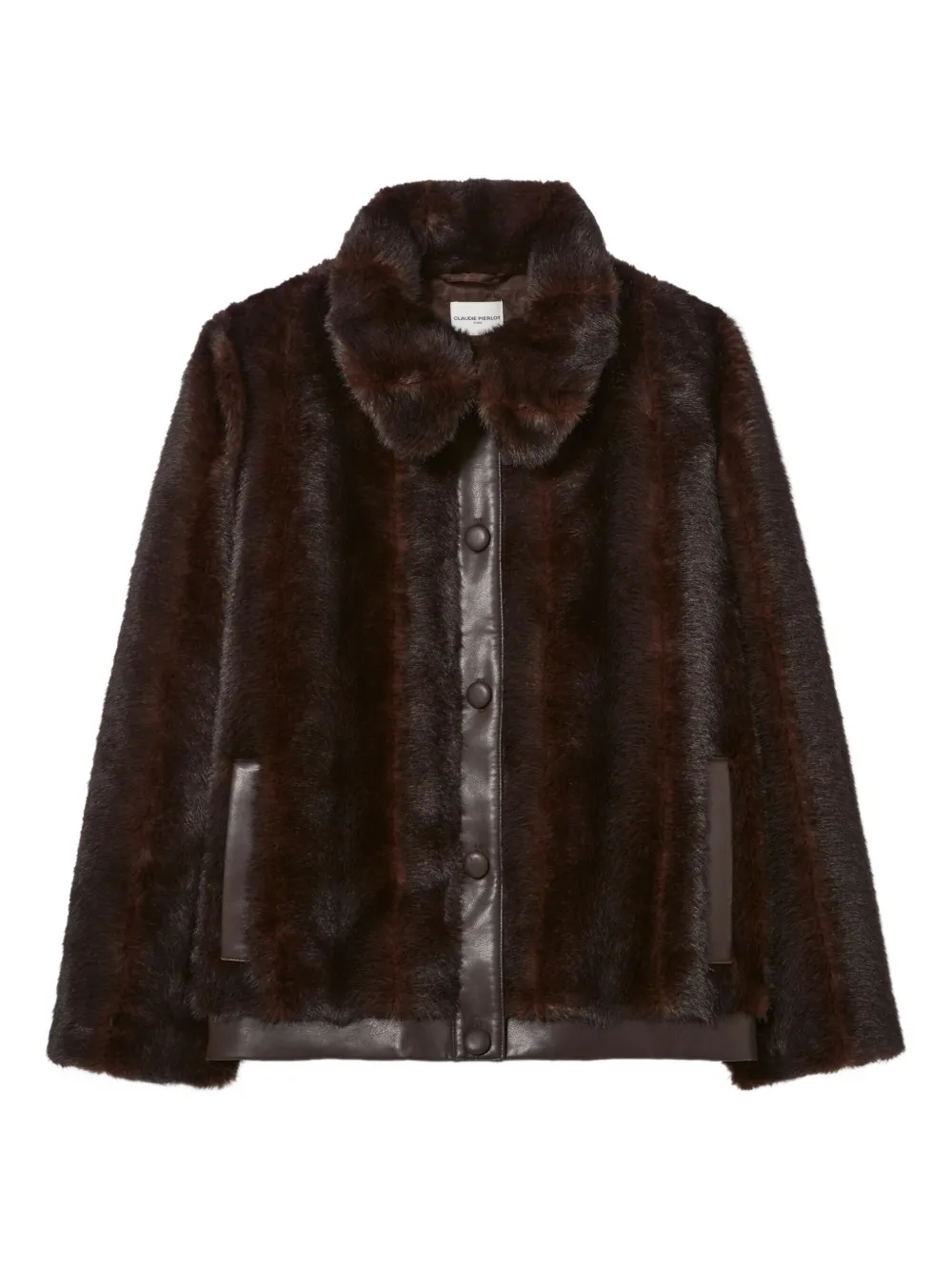 Claudie Pierlot Cappotto con bordo in pelliccia sintetica - Marrone