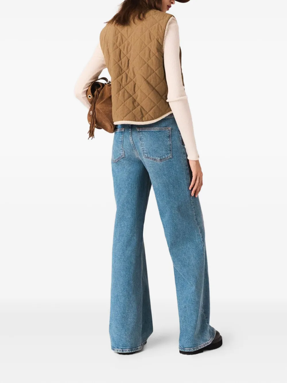 Maje Gewatteerde jas van imitatiebont Groen