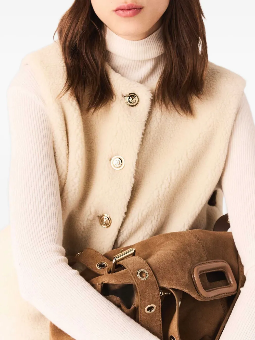 Maje Gewatteerde jas van imitatiebont Groen