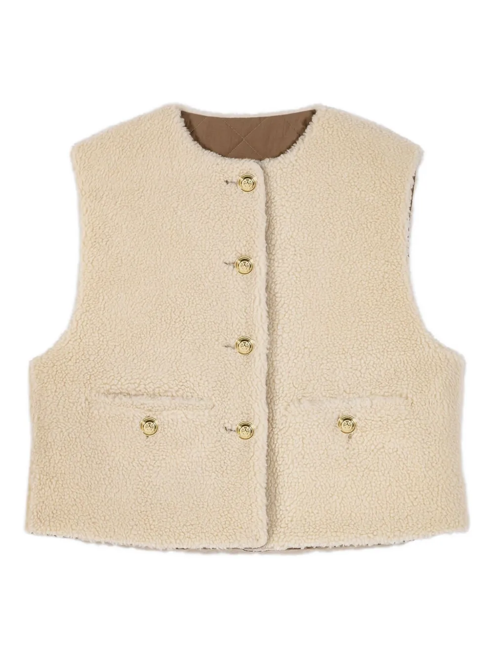 Maje Gewatteerde jas van imitatiebont Groen