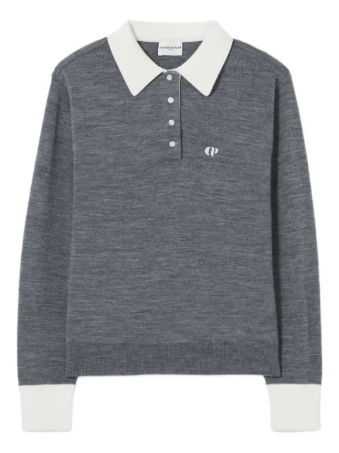 Claudie Pierlot embroidered-logo long-sleeve polo top