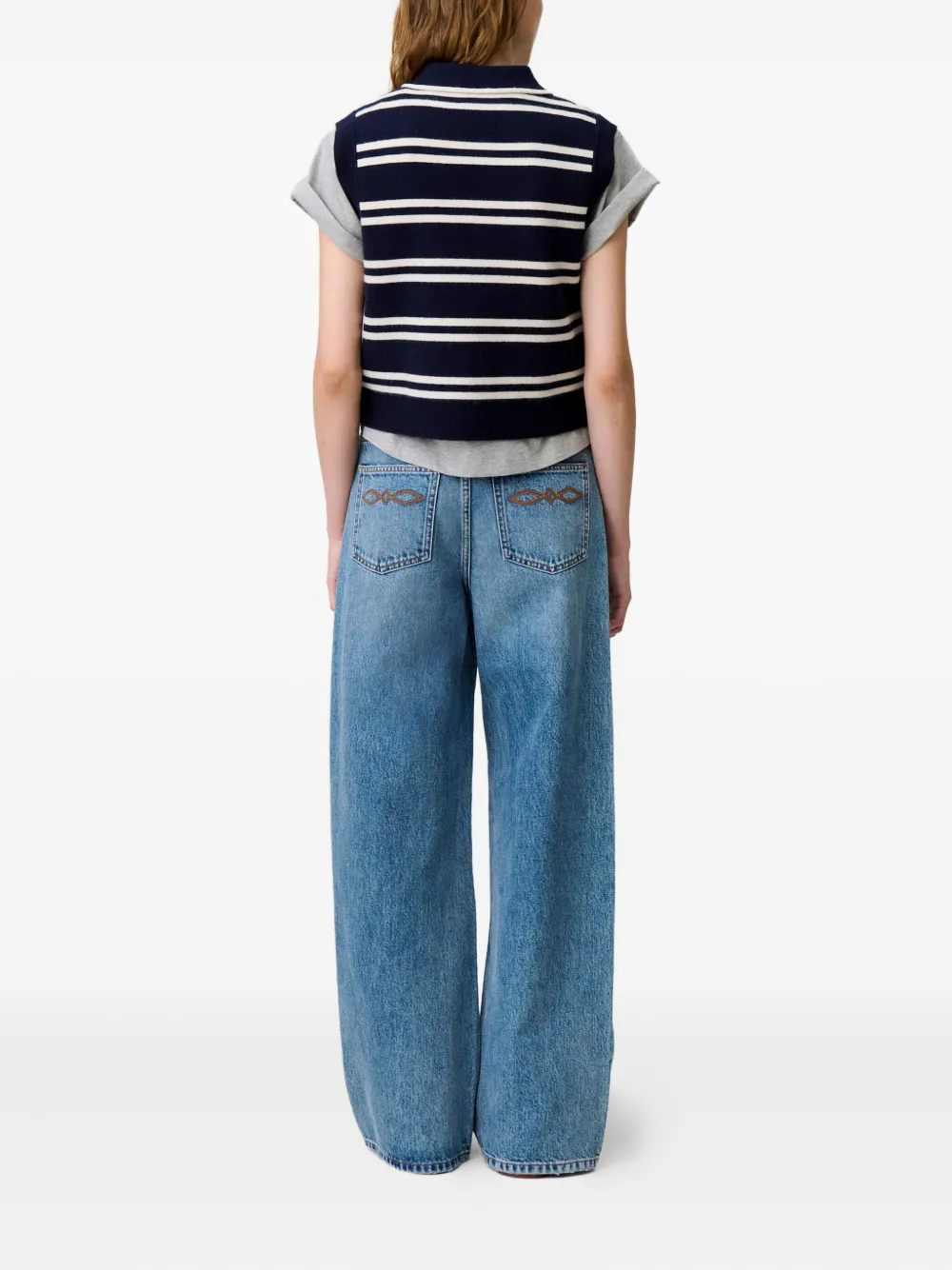 Claudie Pierlot Gestreept vest met dubbele rij knopen Blauw