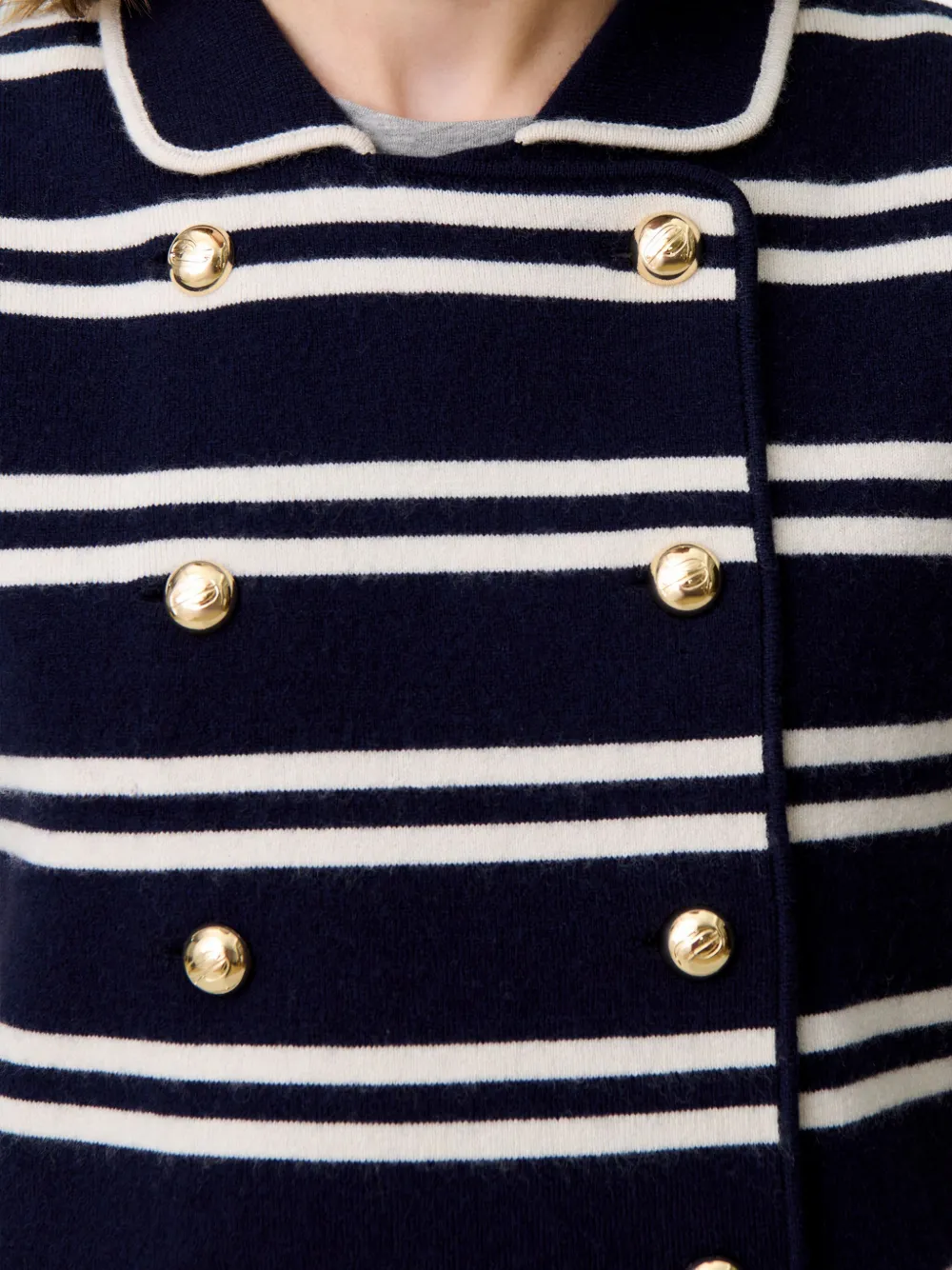 Claudie Pierlot Gestreept vest met dubbele rij knopen Blauw