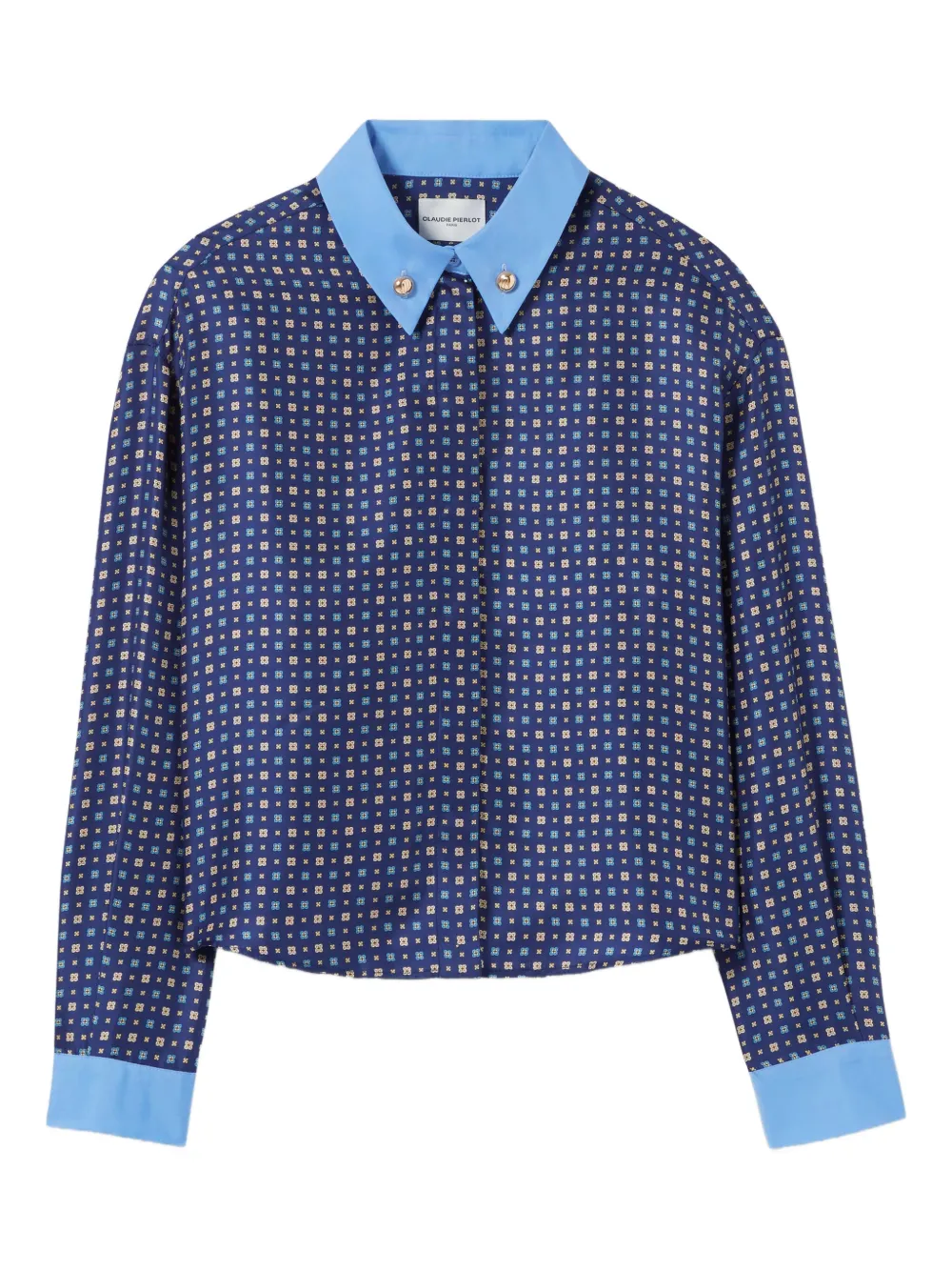 geometric-pattern button-up shirt